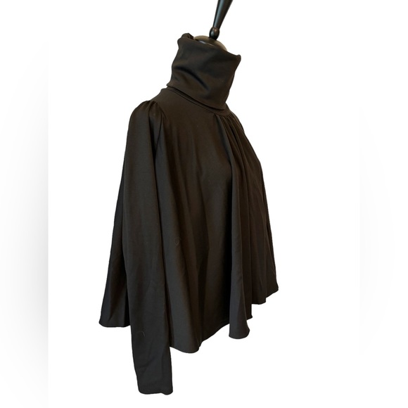 Laura Galic Couture Black Babydoll Turtleneck Flowing Top - Picture 4 of 5